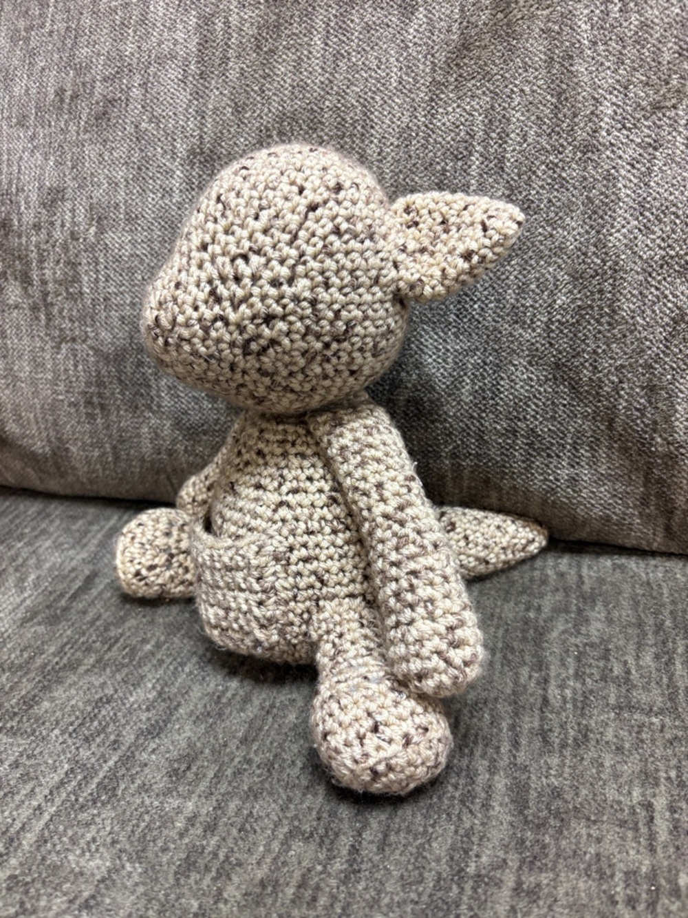 Handmade Crochet Plush Kangaroo Toy - Neutral Beige Amigurumi